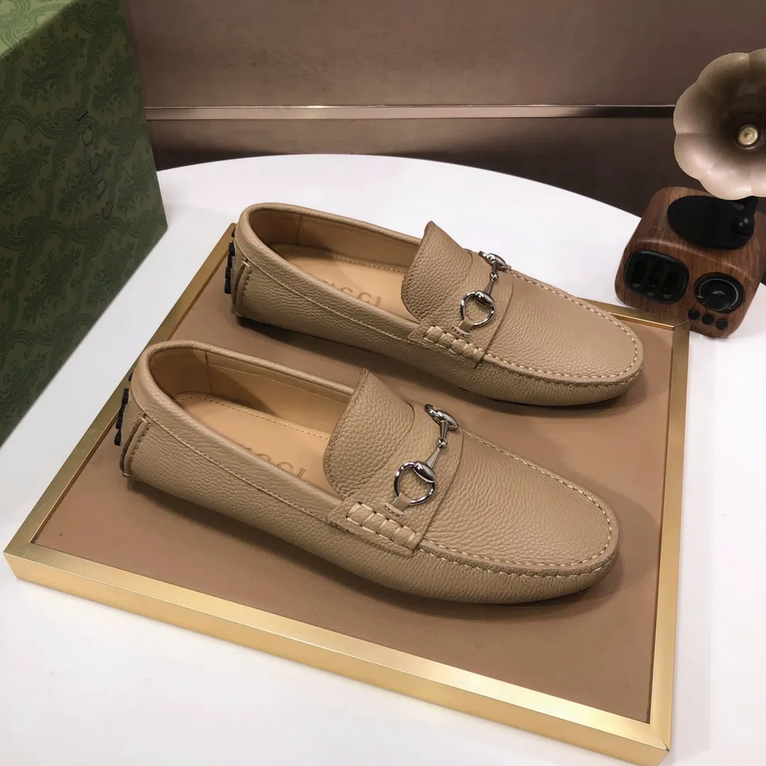 Men's Men's Shoes💰420💰[Gucci GUCCI] (High-end Niuli) New 🍀Gucci*-Gucci Peas Shoes! Made of imported original cowhide, the inner top layer is comfortable cowhide lining! Original wear-resistant rubber outsole! High quality products! Code number 38-44!